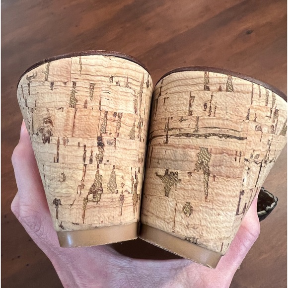 TORY BURCH Cork Wedge Black Leather Heel Sandal - Picture 11 of 15